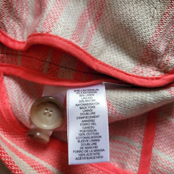 Loft Ann Taylor blazer pink and beige linen blend stripe preppy office NWT new - Picture 11 of 16
